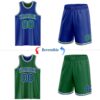 Custom Royal Kelly Green-White Reversible Double Side Sublimation Basketball Suit Jersey