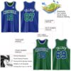 Custom Royal Kelly Green-White Reversible Double Side Sublimation Basketball Suit Jersey