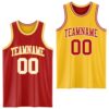 Custom Red White-Gold Reversible Double Side Sublimation Basketball Suit Jersey