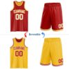 Custom Red White-Gold Reversible Double Side Sublimation Basketball Suit Jersey