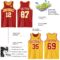 Custom Red White-Gold Reversible Double Side Sublimation Basketball Suit Jersey