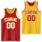 Custom Red White-Gold Reversible Double Side Sublimation Basketball Suit Jersey