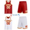 Custom Red White-Gold Reversible Double Side Sublimation Basketball Suit Jersey