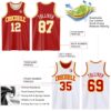 Custom Red White-Gold Reversible Double Side Sublimation Basketball Suit Jersey
