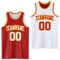 Custom Red White-Gold Reversible Double Side Sublimation Basketball Suit Jersey