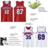 Custom Red White-Royal Reversible Double Side Sublimation Basketball Suit Jersey