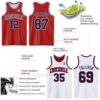 Custom Red Navy-White Reversible Double Side Sublimation Basketball Suit Jersey