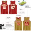 Custom Red White-Old Gold Reversible Double Side Sublimation Basketball Suit Jersey