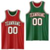Custom Red White-Kelly Green Reversible Double Side Sublimation Basketball Suit Jersey