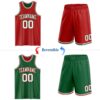 Custom Red White-Kelly Green Reversible Double Side Sublimation Basketball Suit Jersey