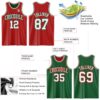Custom Red White-Kelly Green Reversible Double Side Sublimation Basketball Suit Jersey