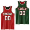Custom Red White-Green Reversible Double Side Sublimation Basketball Suit Jersey