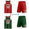 Custom Red White-Green Reversible Double Side Sublimation Basketball Suit Jersey
