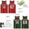 Custom Red White-Green Reversible Double Side Sublimation Basketball Suit Jersey