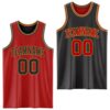 Custom Red Black-Old Gold Reversible Double Side Sublimation Basketball Suit Jersey