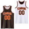 Custom Brown Orange-White Reversible Double Side Sublimation Basketball Suit Jersey