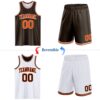 Custom Brown Orange-White Reversible Double Side Sublimation Basketball Suit Jersey