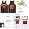 Custom Brown Orange-White Reversible Double Side Sublimation Basketball Suit Jersey