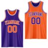 Custom Purple Orange-White Reversible Double Side Sublimation Basketball Suit Jersey