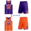 Custom Purple Orange-White Reversible Double Side Sublimation Basketball Suit Jersey
