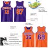 Custom Purple Orange-White Reversible Double Side Sublimation Basketball Suit Jersey