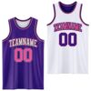 Custom Purple Pink Black-White Reversible Double Side Sublimation Basketball Suit Jersey