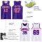 Custom Purple Pink Black-White Reversible Double Side Sublimation Basketball Suit Jersey