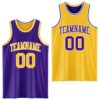 Custom Purple Gold-White Reversible Double Side Sublimation Basketball Suit Jersey