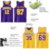 Custom Purple Gold-White Reversible Double Side Sublimation Basketball Suit Jersey