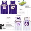 Custom Purple White-Old Gold Reversible Double Side Sublimation Basketball Suit Jersey