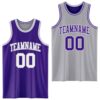 Custom Purple White-Gray Reversible Double Side Sublimation Basketball Suit Jersey