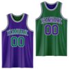 Custom Purple Kelly Green-White Reversible Double Side Sublimation Basketball Suit Jersey
