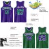 Custom Purple Kelly Green-White Reversible Double Side Sublimation Basketball Suit Jersey