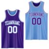 Custom Purple White-Light Blue Reversible Double Side Sublimation Basketball Suit Jersey