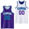 Custom Purple Teal-White Reversible Double Side Sublimation Basketball Suit Jersey