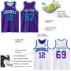 Custom Purple Teal-White Reversible Double Side Sublimation Basketball Suit Jersey