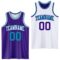Custom Purple Teal-White Reversible Double Side Sublimation Basketball Suit Jersey