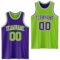 Custom Purple Neon Green-White Reversible Double Side Sublimation Basketball Suit Jersey