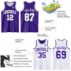 Custom Reversible Purple White-Gray Double Side Sublimation Basketball Suit Jersey