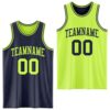 Custom Reversible Navy Neon Green Double Side Sublimation Basketball Suit Jersey