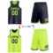 Custom Reversible Navy Neon Green Double Side Sublimation Basketball Suit Jersey