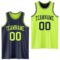 Custom Reversible Navy Neon Green Double Side Sublimation Basketball Suit Jersey