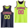 Custom Reversible Navy Neon Green-Pink Double Side Sublimation Basketball Suit Jersey