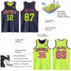 Custom Reversible Navy Neon Green-Pink Double Side Sublimation Basketball Suit Jersey