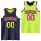 Custom Reversible Navy Neon Green-Pink Double Side Sublimation Basketball Suit Jersey