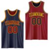 Custom Reversible Navy Maroon-Gold Double Side Sublimation Basketball Suit Jersey