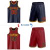 Custom Reversible Navy Maroon-Gold Double Side Sublimation Basketball Suit Jersey
