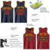 Custom Reversible Navy Maroon-Gold Double Side Sublimation Basketball Suit Jersey