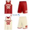 Custom Reversible Red Cream Double Side Sublimation Basketball Suit Jersey