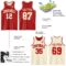 Custom Reversible Red Cream Double Side Sublimation Basketball Suit Jersey